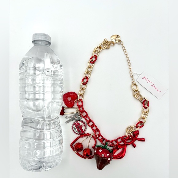 🍓 Betsey Johnson Cherry Bomb Charm Necklace – Red & Gold Statement 💋 - Picture 8 of 12